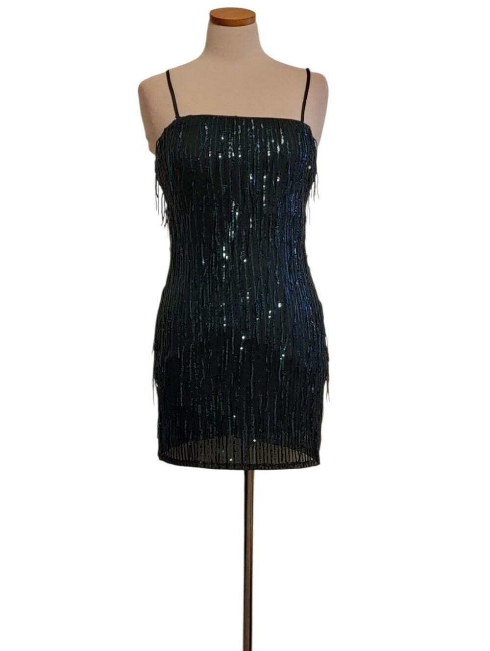 Trixxi Green Sequins Bodycon Tassel Party Mini Dress